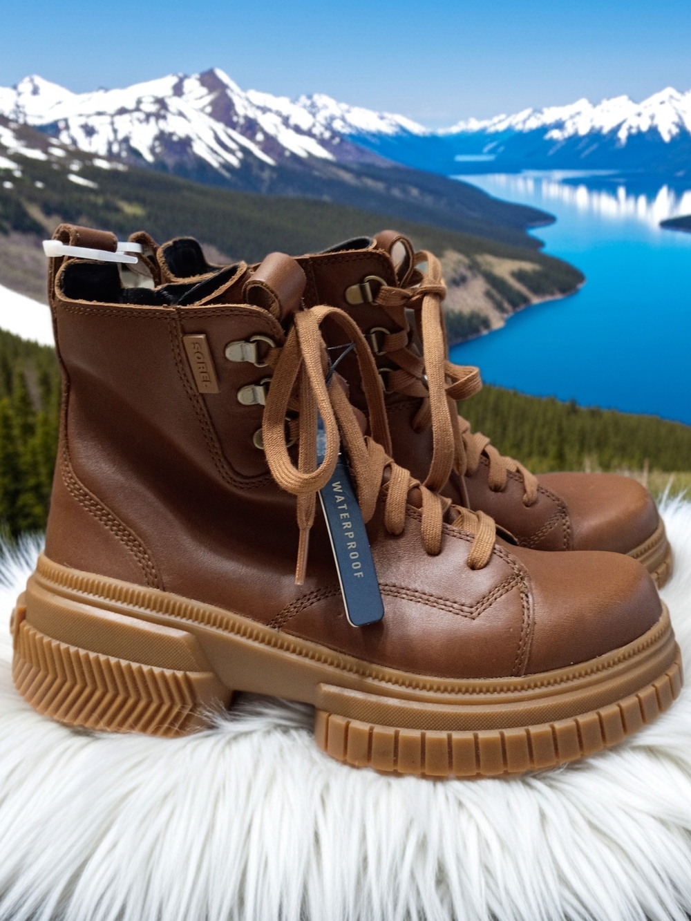 New Sorel Ona Ave Brown Waterproof Leather Women’s Lace-Up Winter Boots 8.5